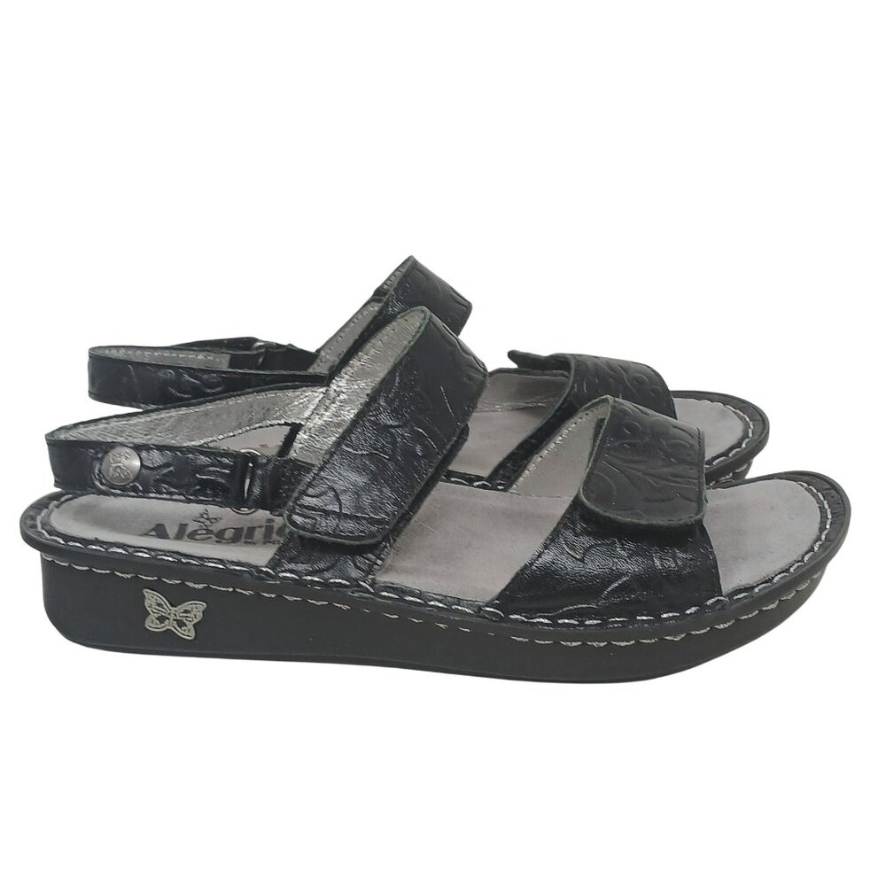 Alegria VERONA PG Lite Womens Sz 38 US 8-8.5 Black Embossed Sandals VER-691 #8 - Picture 1 of 12